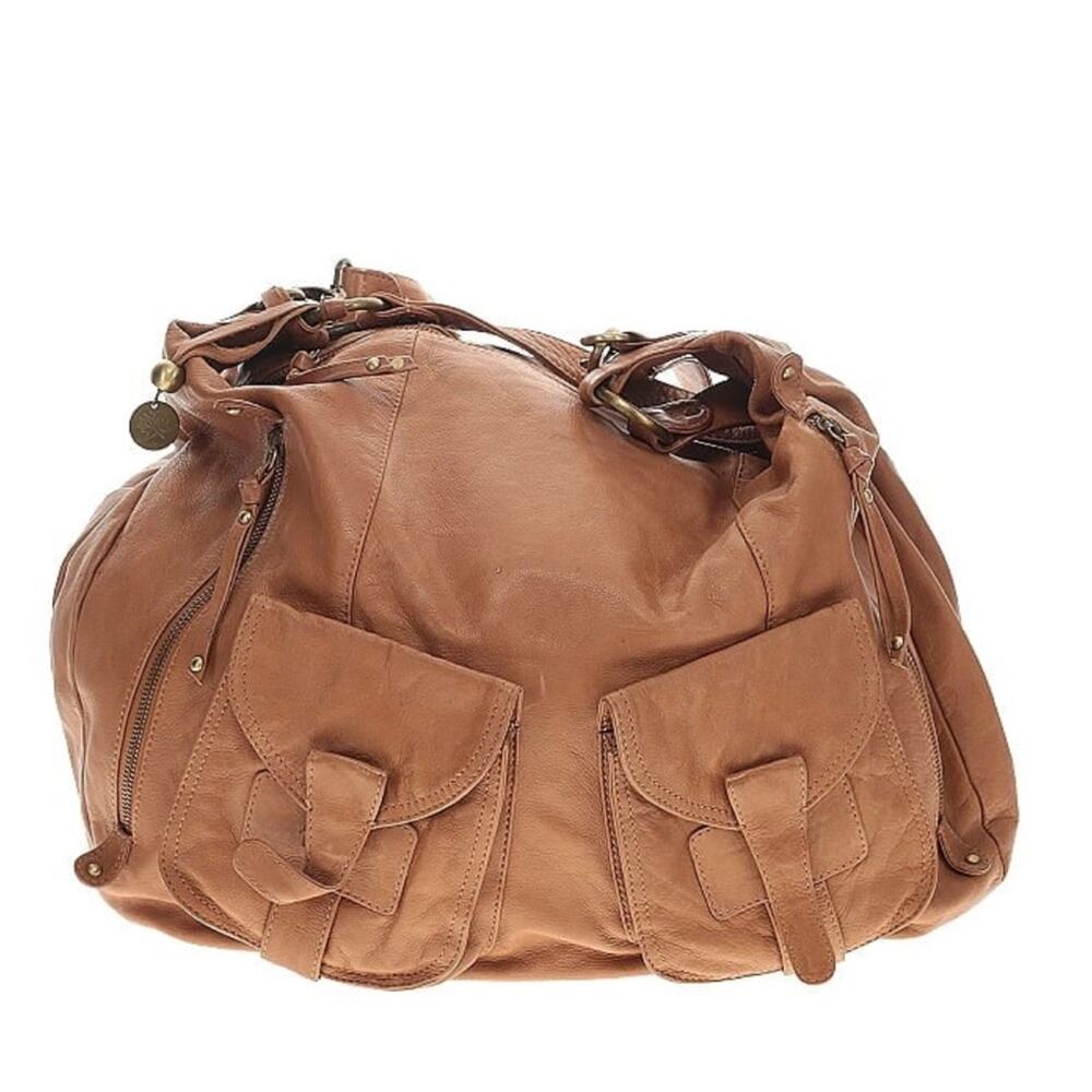 Waterlilly tan soft leather hobo bag/ backpack